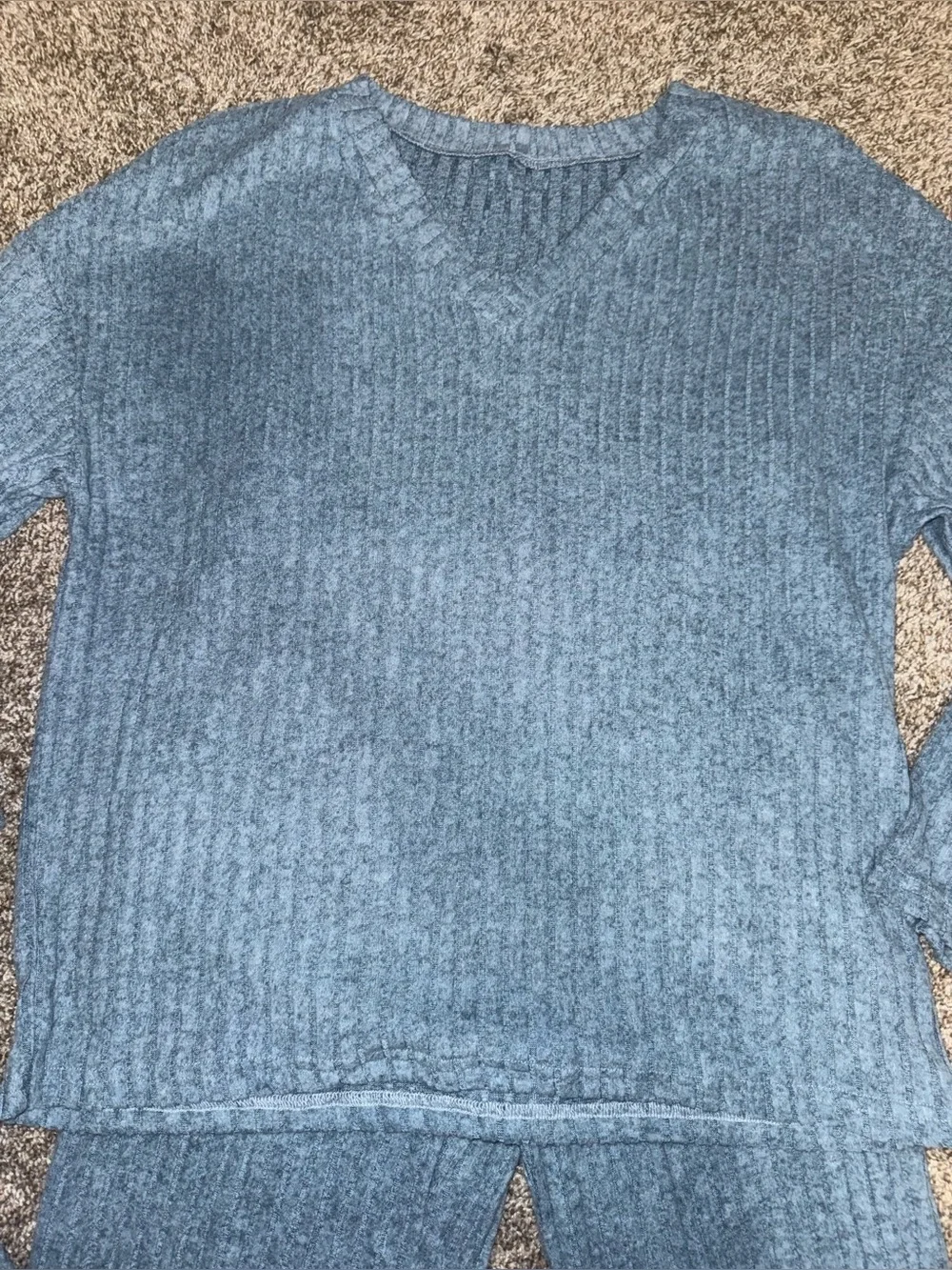 Blue Ribbed Lounge Set - Picture 3 of 7